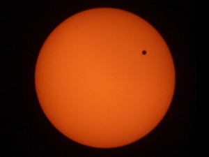 Photograph of the shadow of the disk of Venus on the face of the Sun